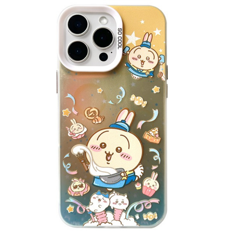 Chiikawa彩銀線條漸變防摔手機殼