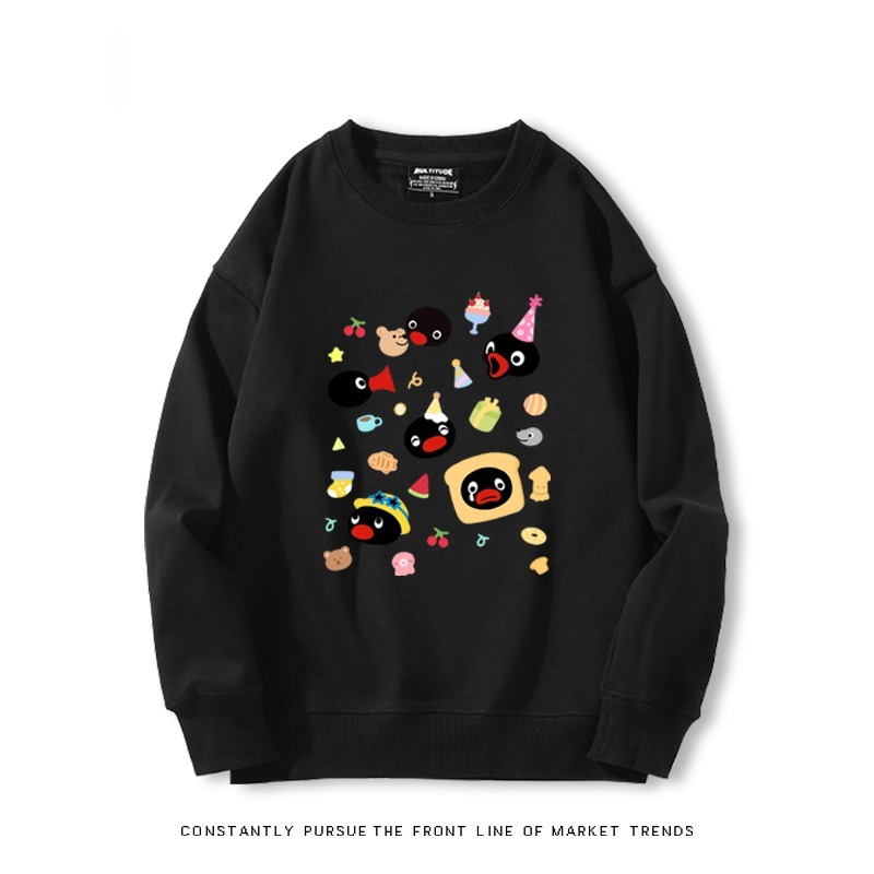 企鵝pingu 秋冬新款 親子情侶裝圓領長袖