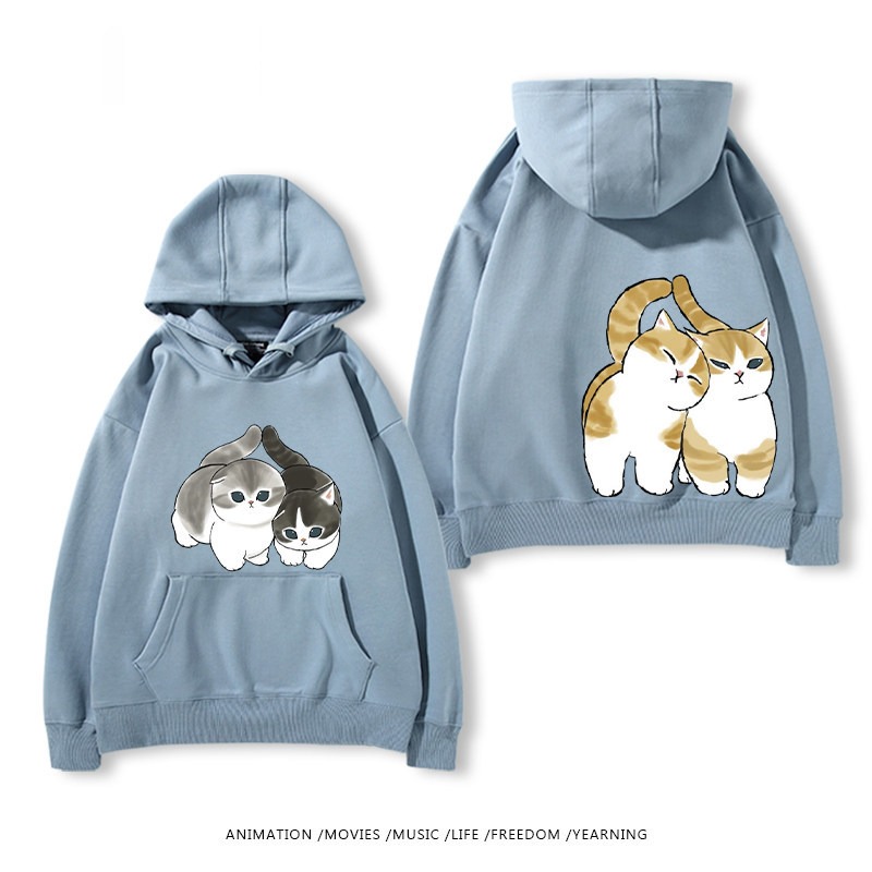 貓福珊迪猫咪可爱印花連帽衛衣