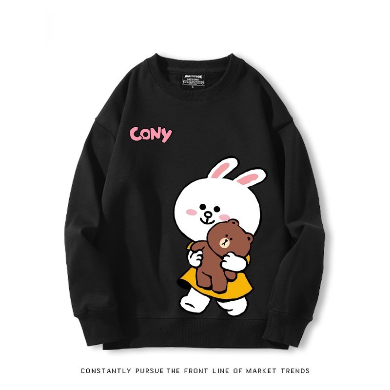 布朗熊可妮兔 秋冬新款 親子情侶裝圓領長袖