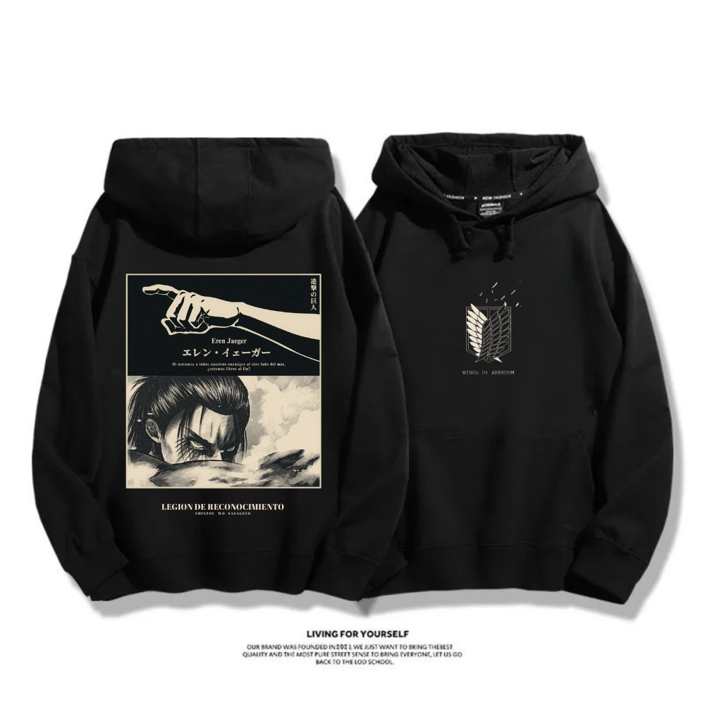 進擊的巨人 艾倫·耶格爾 秋冬新款 親子情侶裝連帽衛衣