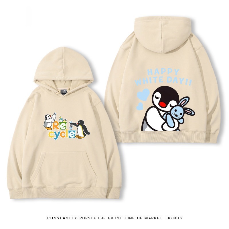 企鵝Pingu 秋冬新款 親子情侶裝連帽衛衣