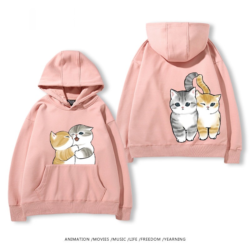 貓福珊迪猫咪可爱印花連帽衛衣