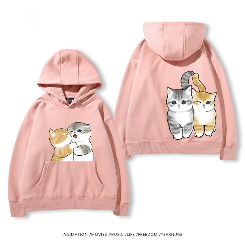 貓福珊迪猫咪可爱印花連帽衛衣