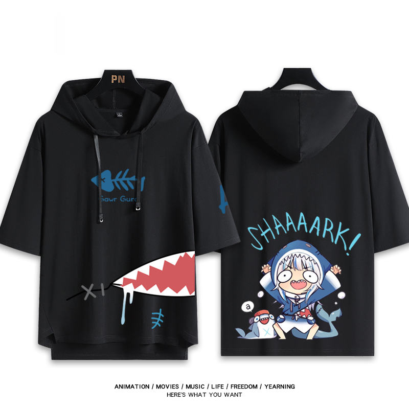 Vtuber HOLOLIVE 連帽短袖T恤 噶嗚·古拉 がうる・ぐら Gawr Gura-ZUIHANG SHOP