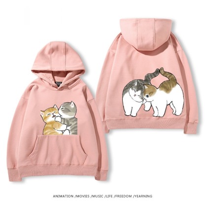 貓福珊迪猫咪可爱印花連帽衛衣