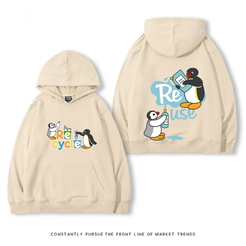 企鵝Pingu 秋冬新款 親子情侶裝連帽衛衣