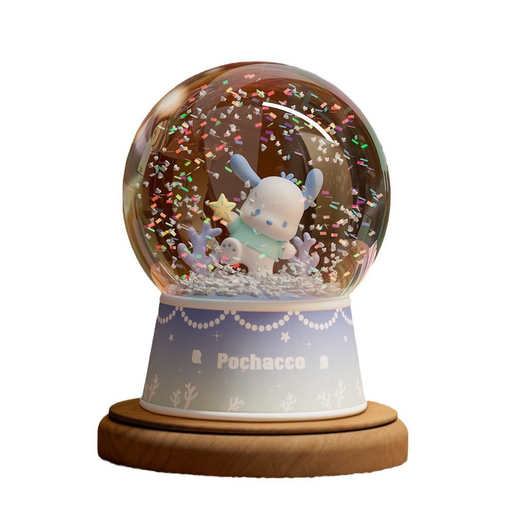 正版三麗鷗海洋系列水晶球擺件 | 帕恰狗玉桂狗飄雪創意桌面裝飾-ZUIHANG SHOP