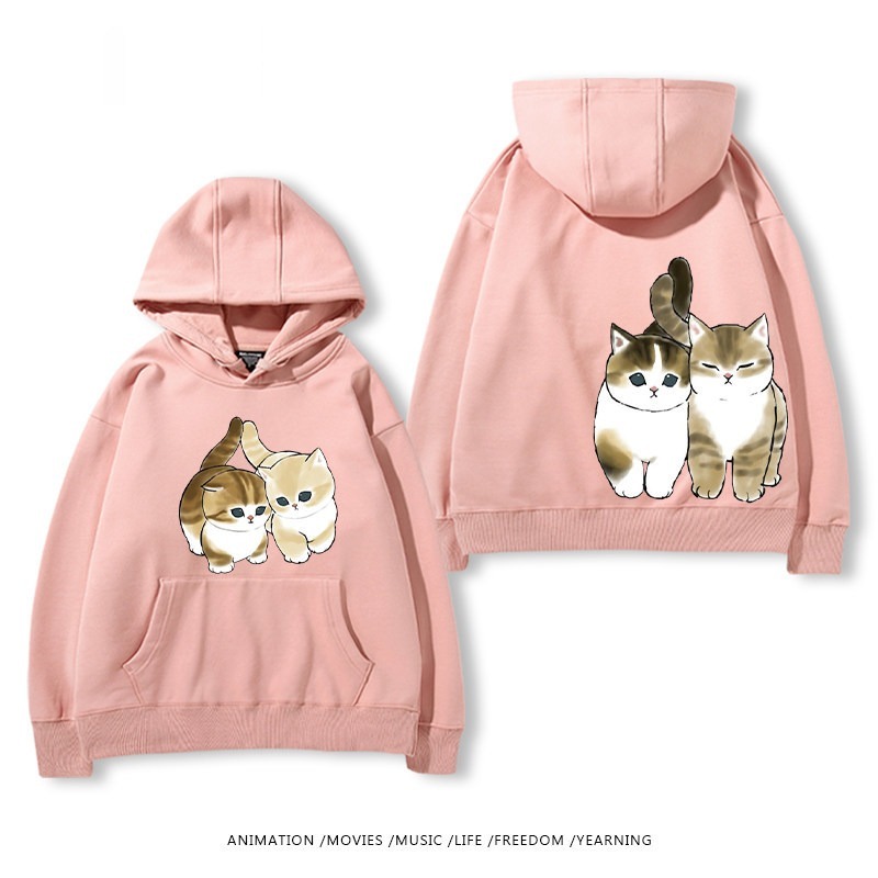 貓福珊迪猫咪可爱印花連帽衛衣