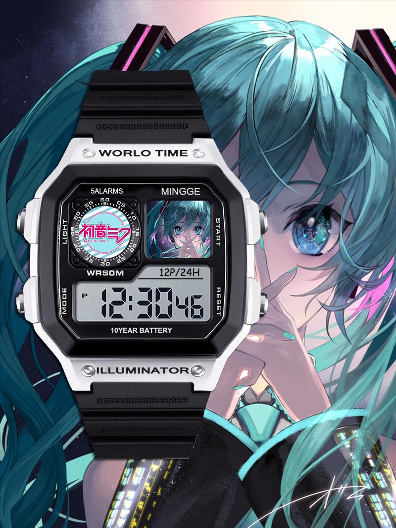 初音未來聯名多功能運動防水電子錶