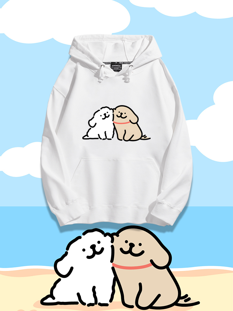 線條小狗新款 親子情侶男女款連帽衛衣-ZUIHANG SHOP