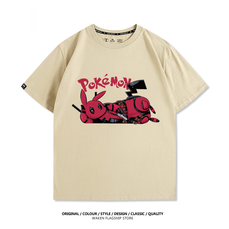 皮卡丘死侍X寶可夢 印花短袖T恤-ZUIHANG SHOP