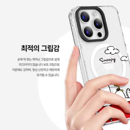 適用蘋果系列 卡通史努比高透防摔磁吸手機殼