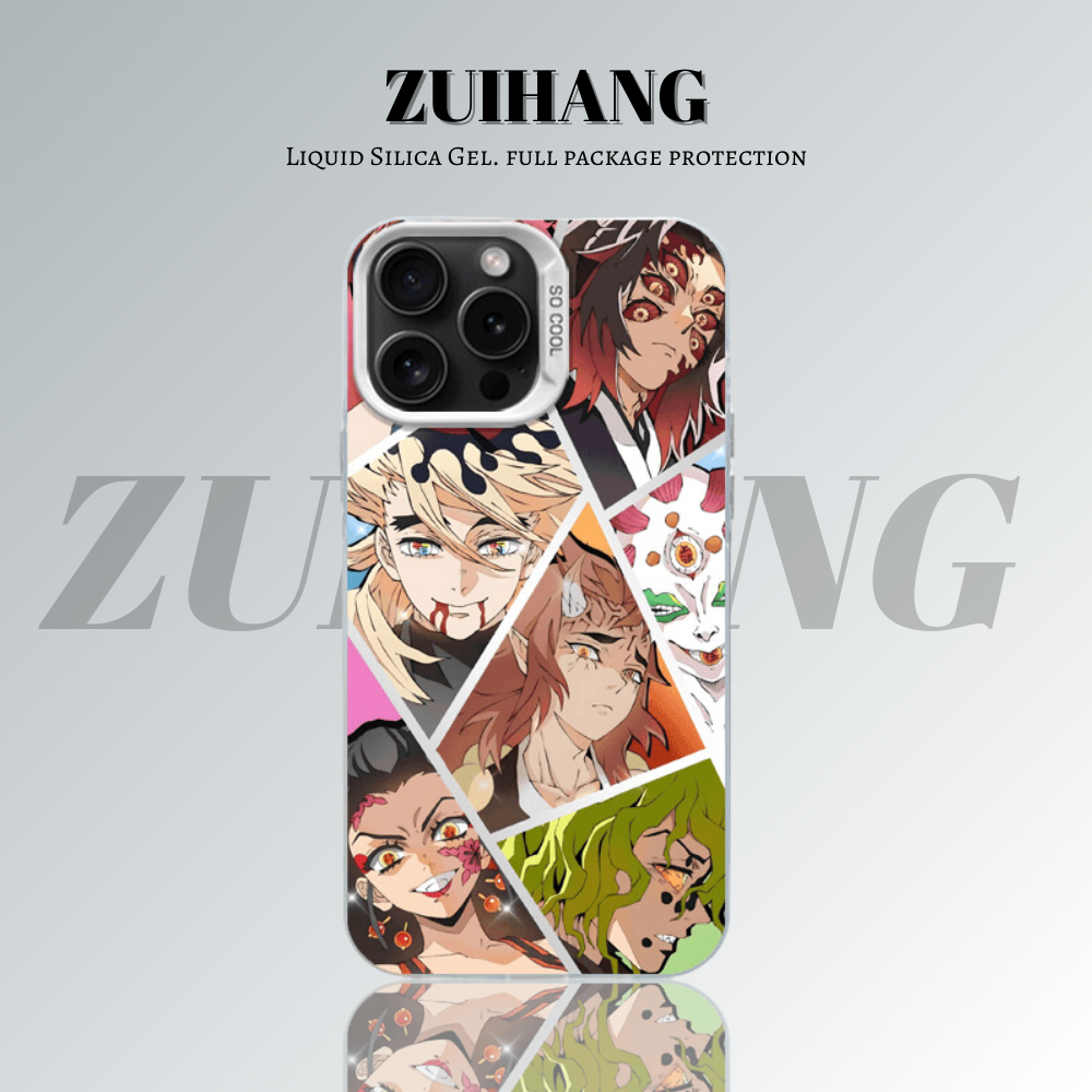 鬼滅之刃 極光彩銀 線條漸變防摔手機殼-ZUIHANG SHOP