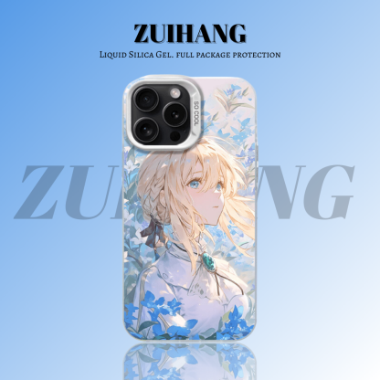 紫羅蘭永恆花園彩銀線條漸變防摔手機殼-ZUIHANG SHOP