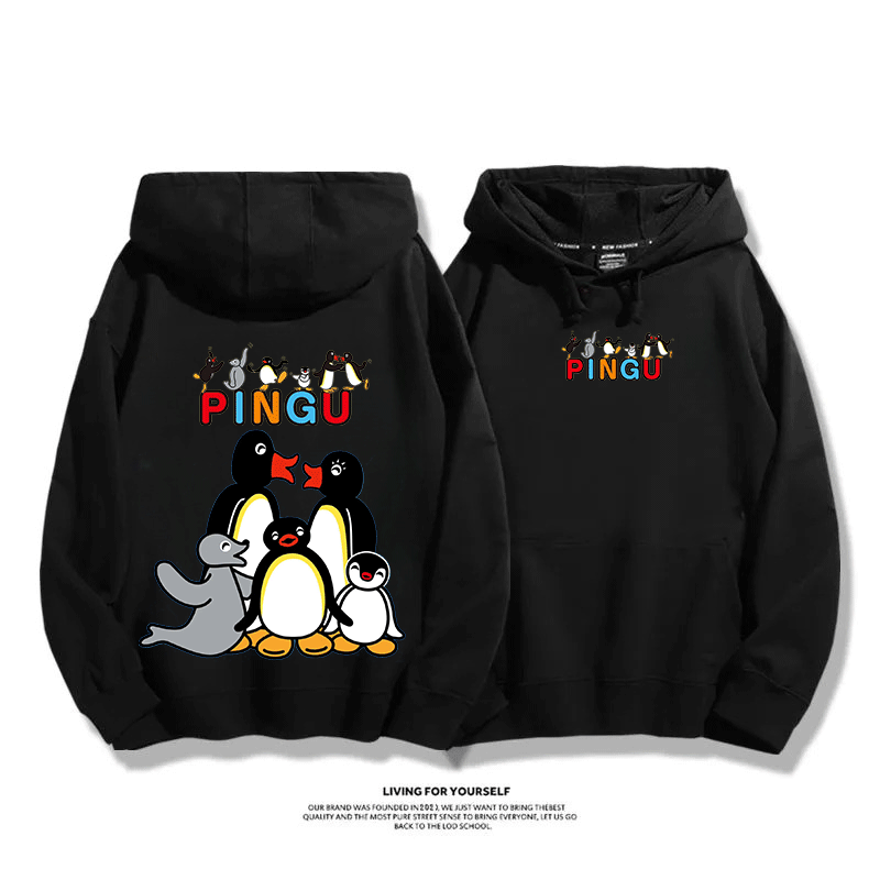 企鵝Pingu 2025秋冬新款 親子情侶男女連帽衛衣