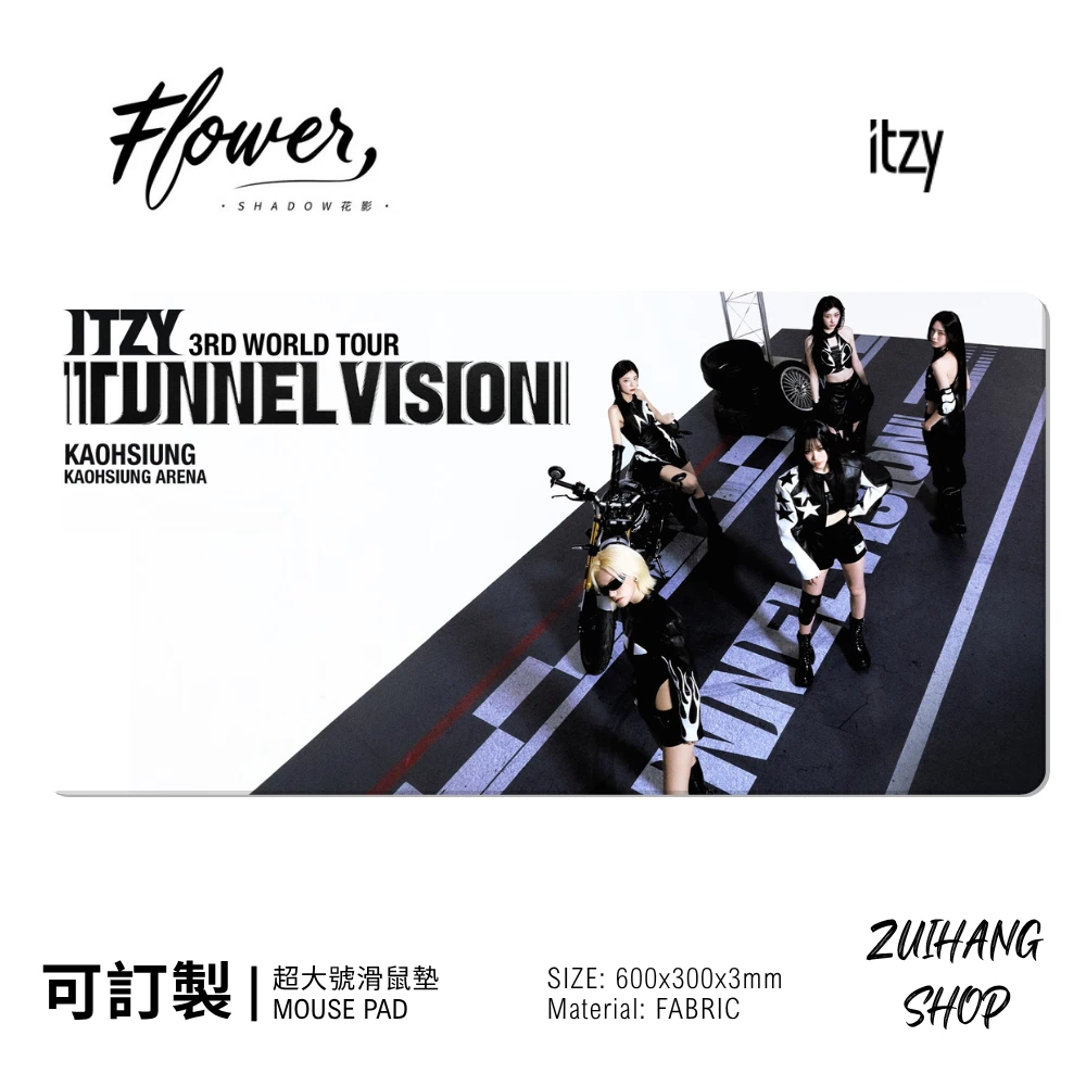 ITZY TUNNEL VISION 主題滑鼠墊｜第三次世界巡迴演唱會桌墊・防滑電腦桌墊