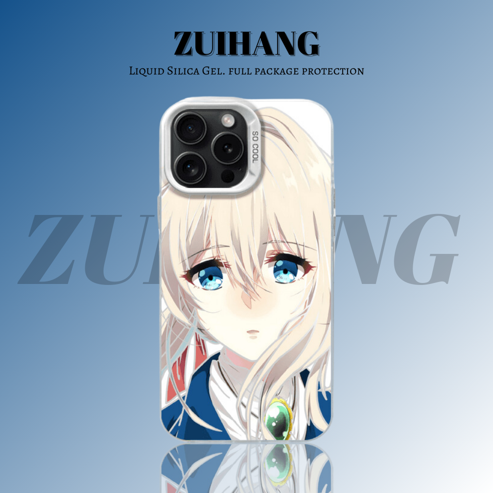 紫羅蘭永恆花園彩銀線條漸變防摔手機殼-ZUIHANG SHOP