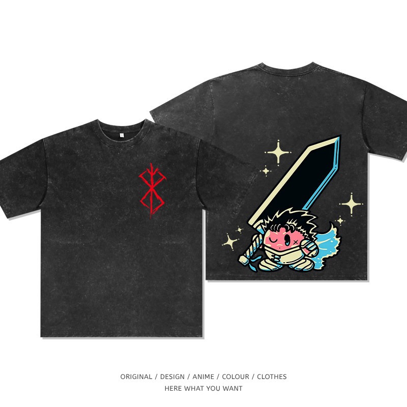 星之卡比 x 烙印勇士水洗做舊T恤
