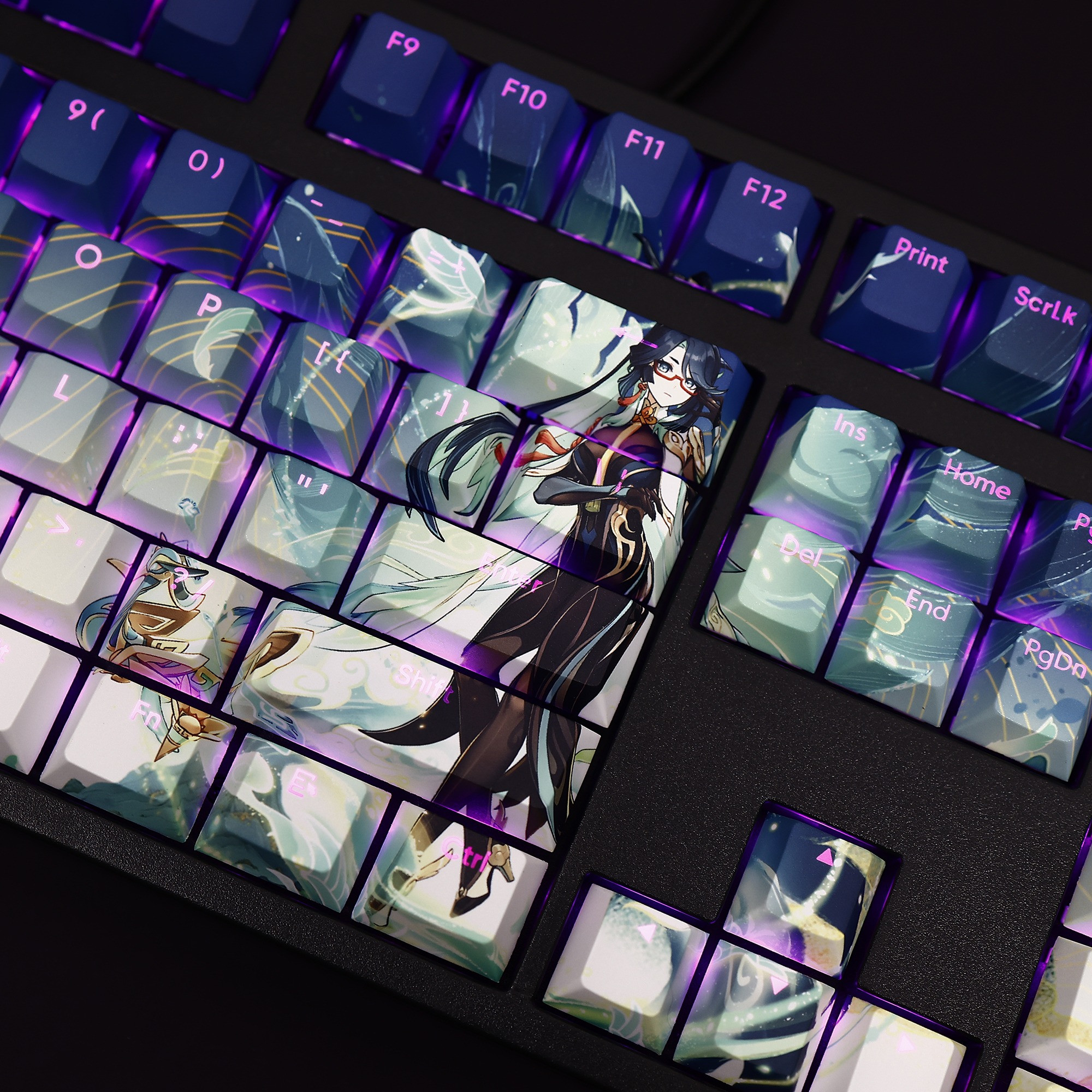 原神閑雲透光RGB108鍵標準配列衛星軸鍵帽-ZUIHANG SHOP
