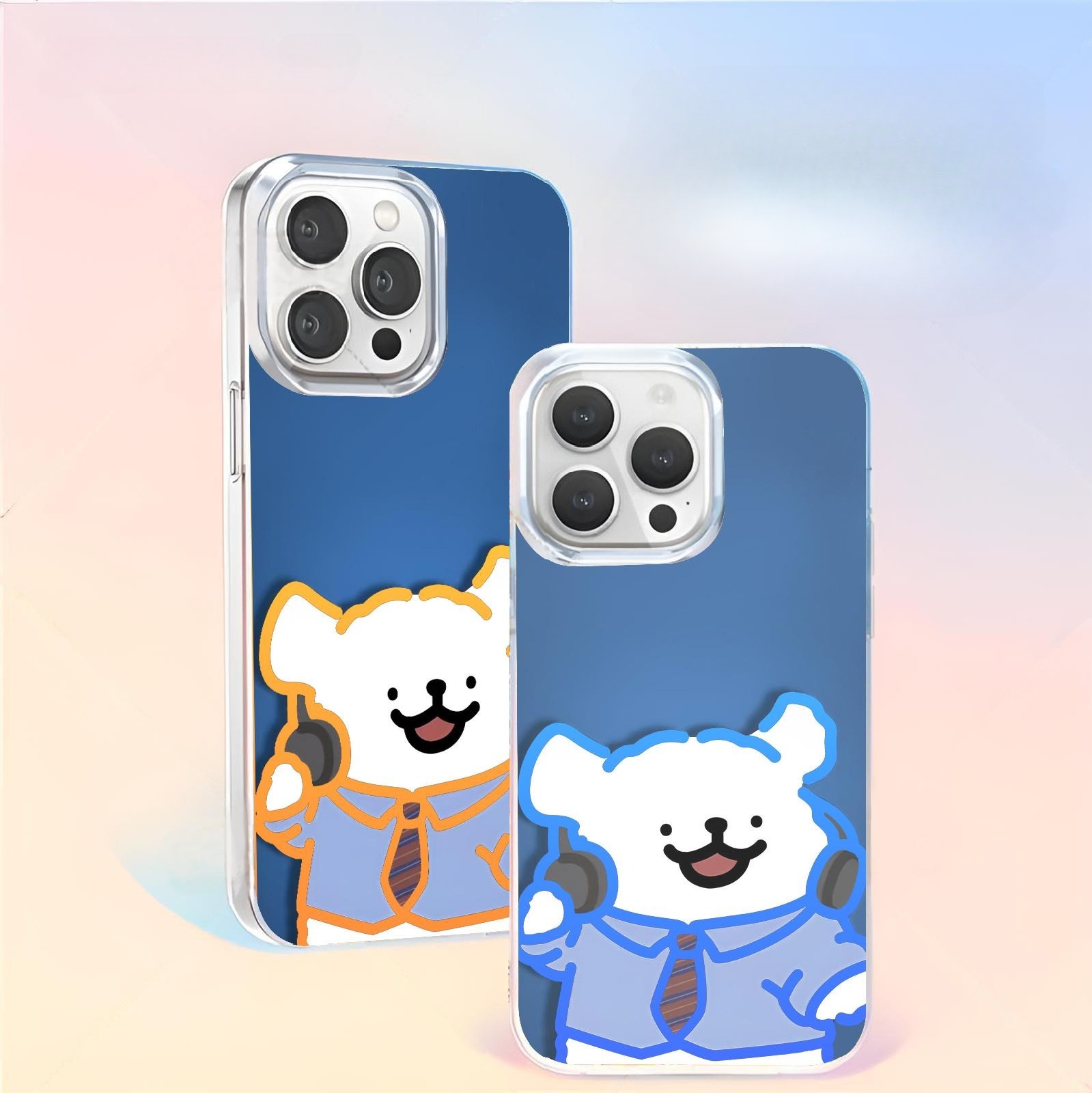 線條小狗極光金防摔手機殼