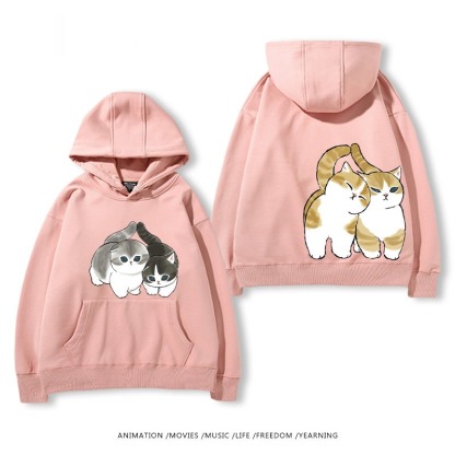 貓福珊迪猫咪可爱印花連帽衛衣