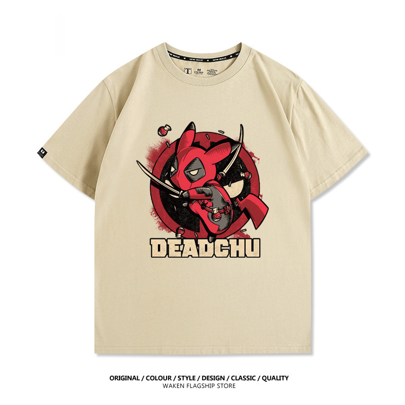 皮卡丘死侍X寶可夢 印花短袖T恤-ZUIHANG SHOP