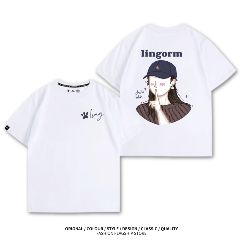 LINGORM 2025親子情侶男女同款 印花短袖T恤