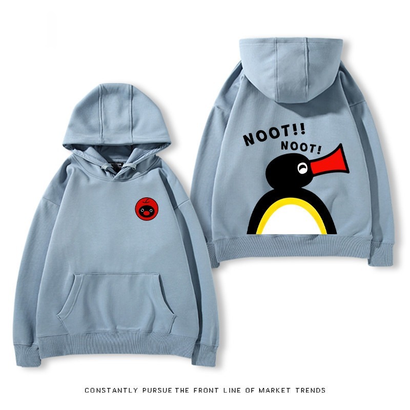 企鵝Pingu 秋冬新款 親子情侶裝連帽衛衣