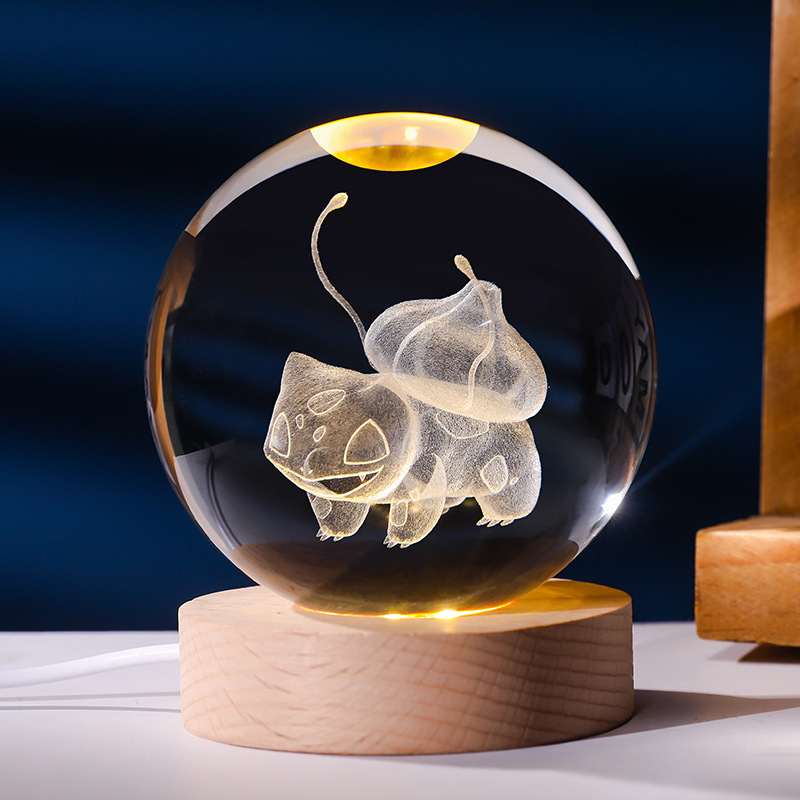寶可夢系列 發光水晶球小夜燈 創意節日禮物桌面小擺件
