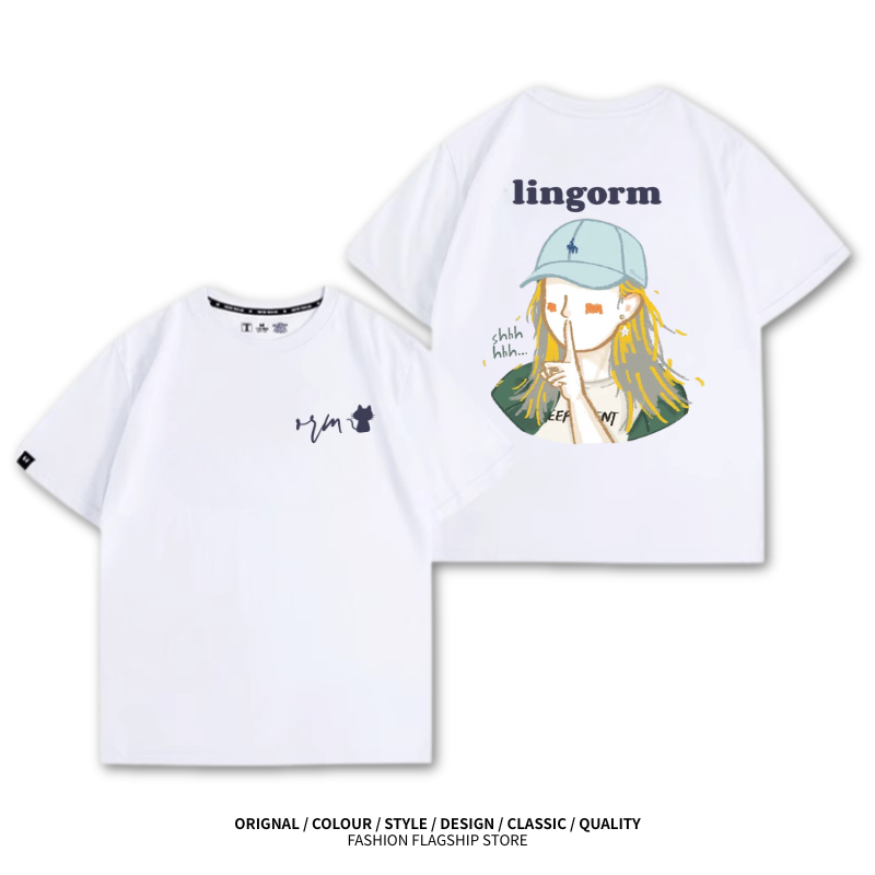 LINGORM 2025親子情侶男女同款 印花短袖T恤