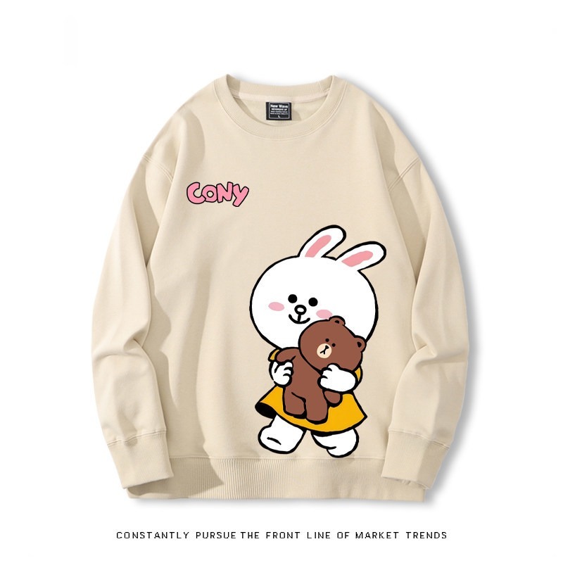 布朗熊可妮兔 秋冬新款 親子情侶裝圓領長袖