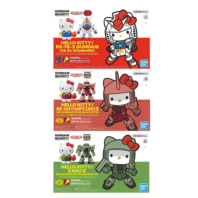 萬代 SDCS HELLO KITTY 凱蒂貓 薩克I +夏亞專用薩克II+RX-78-2 鋼彈-ZUIHANG SHOP