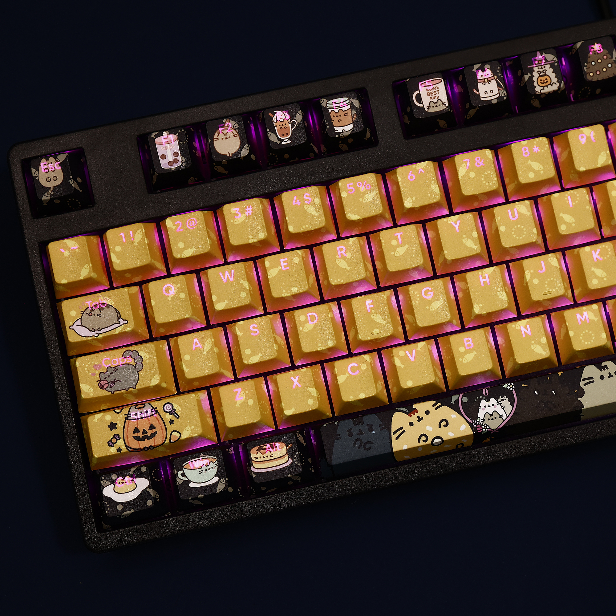 貓胖吉貓Pusheen透光RGB108鍵標準配列衛星軸鍵帽-ZUIHANG SHOP