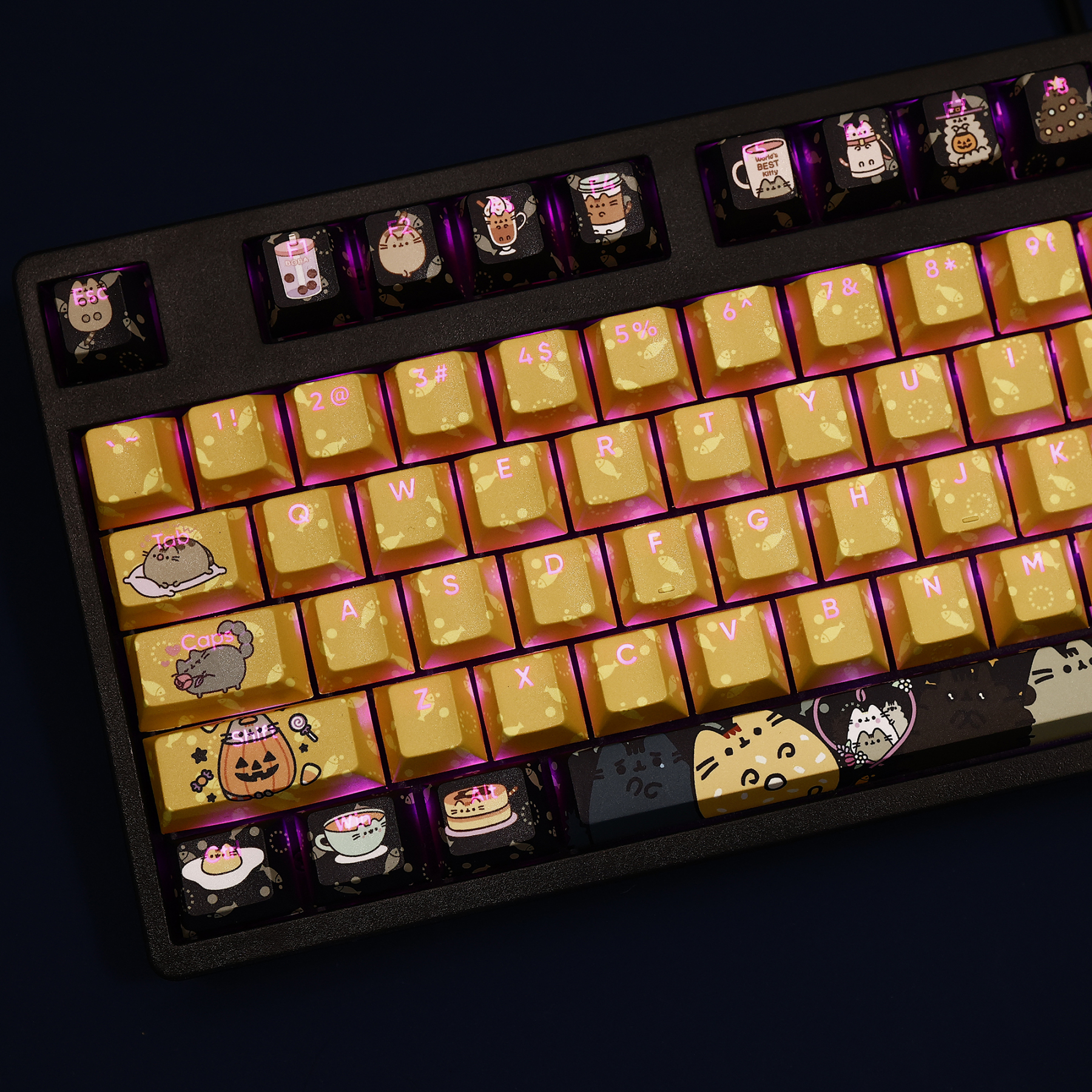 貓胖吉貓Pusheen透光RGB108鍵標準配列衛星軸鍵帽-ZUIHANG SHOP