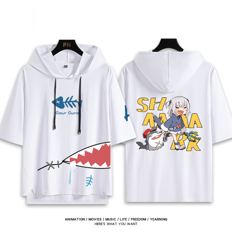 Vtuber HOLOLIVE 連帽短袖T恤 噶嗚·古拉 がうる・ぐら Gawr Gura-ZUIHANG SHOP