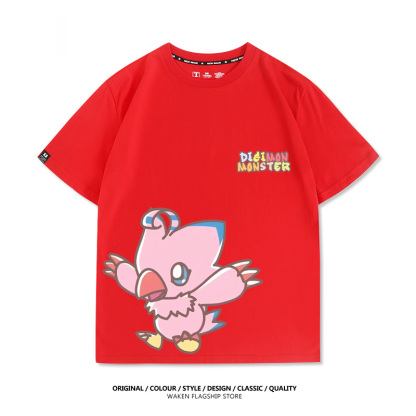 數碼寶貝 2025親子情侶男女同款 印花短袖T恤