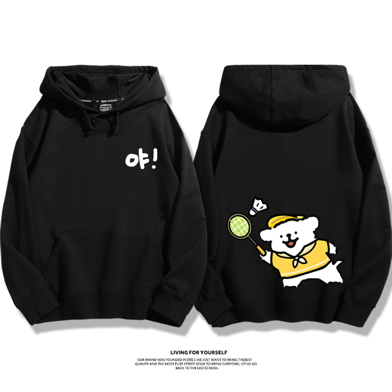 線條小狗新款 親子情侶男女款連帽衛衣-ZUIHANG SHOP