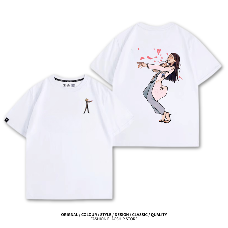 LINGORM 2025親子情侶男女同款 印花短袖T恤