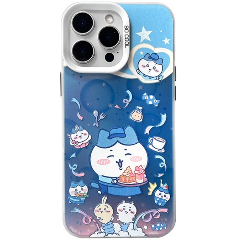 Chiikawa彩銀線條漸變防摔手機殼