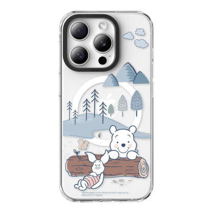 適用蘋果系列 卡通維尼熊高透防摔磁吸手機殼