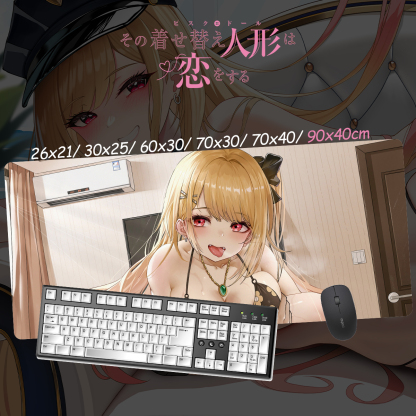 戀上換裝娃娃 超大鎖邊主題桌墊 布質滑鼠墊