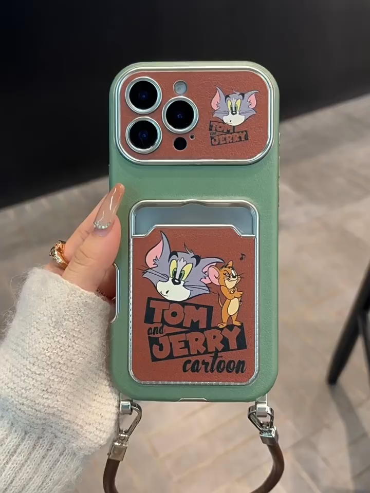 皮質卡包掛繩手機殼 iPhone適用 全包防摔不撞殼