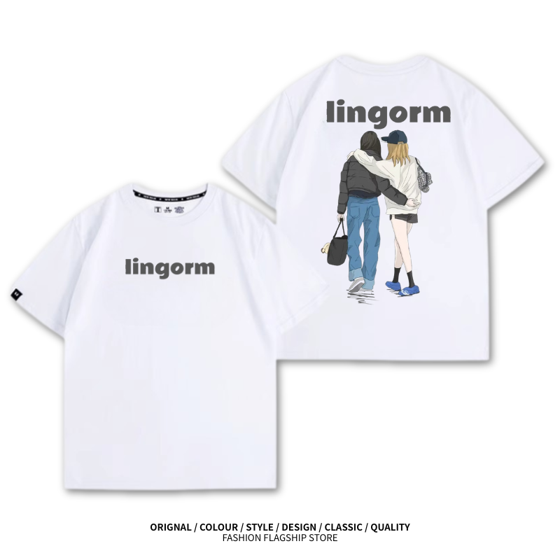 LINGORM 2025親子情侶男女同款 印花短袖T恤