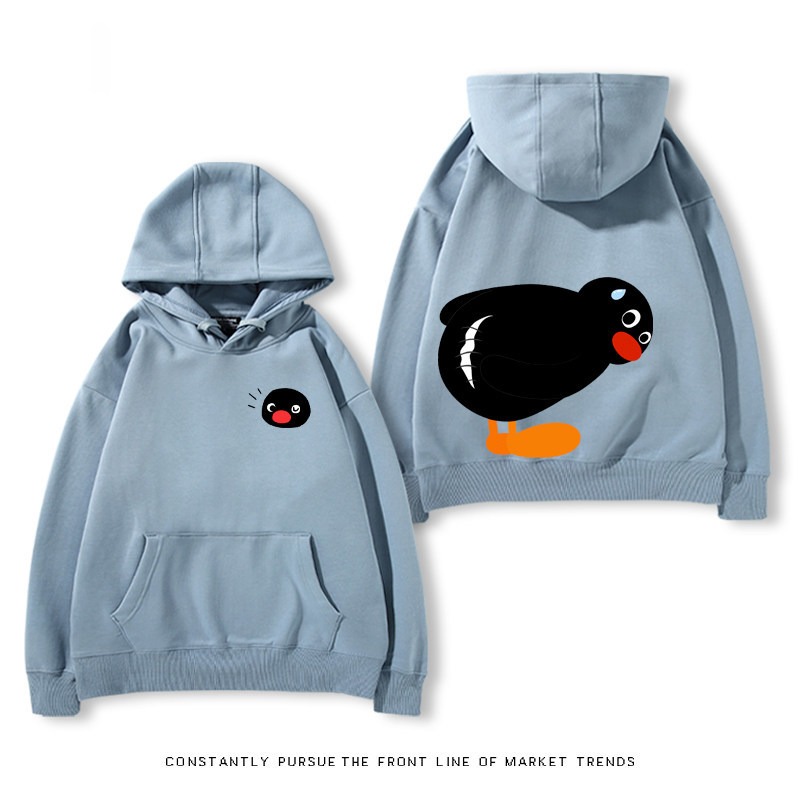 企鵝Pingu 秋冬新款 親子情侶裝連帽衛衣