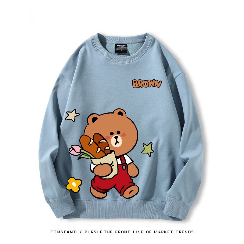 布朗熊可妮兔 秋冬新款 親子情侶裝圓領長袖