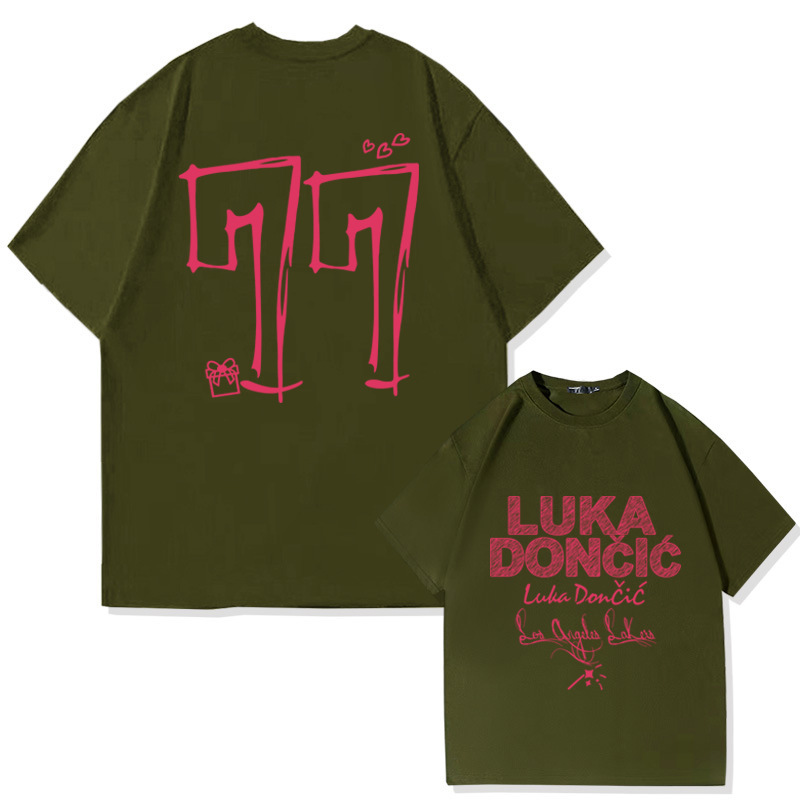 湖人隊東契奇77號 2025親子情侶男女同款 印花短袖T恤-ZUIHANG SHOP