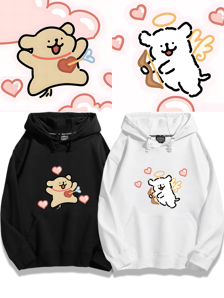 線條小狗新款 親子情侶男女款連帽衛衣-ZUIHANG SHOP