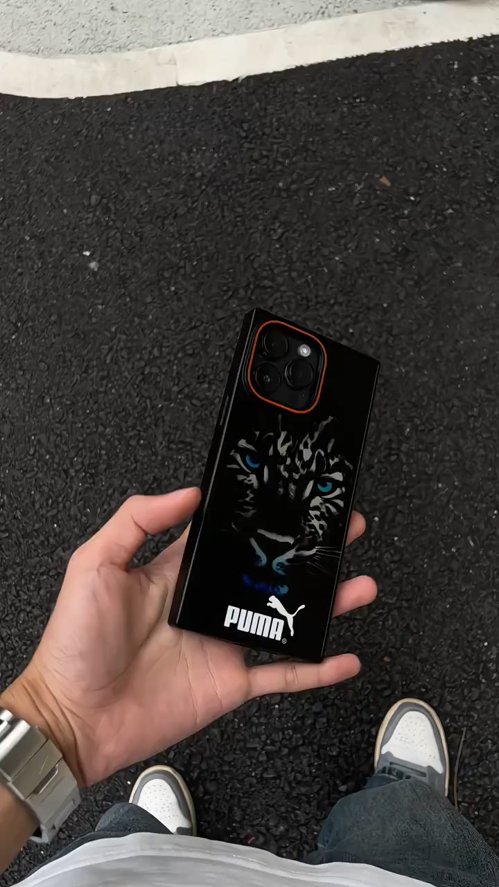 彪馬方形電鍍磨砂手機殼