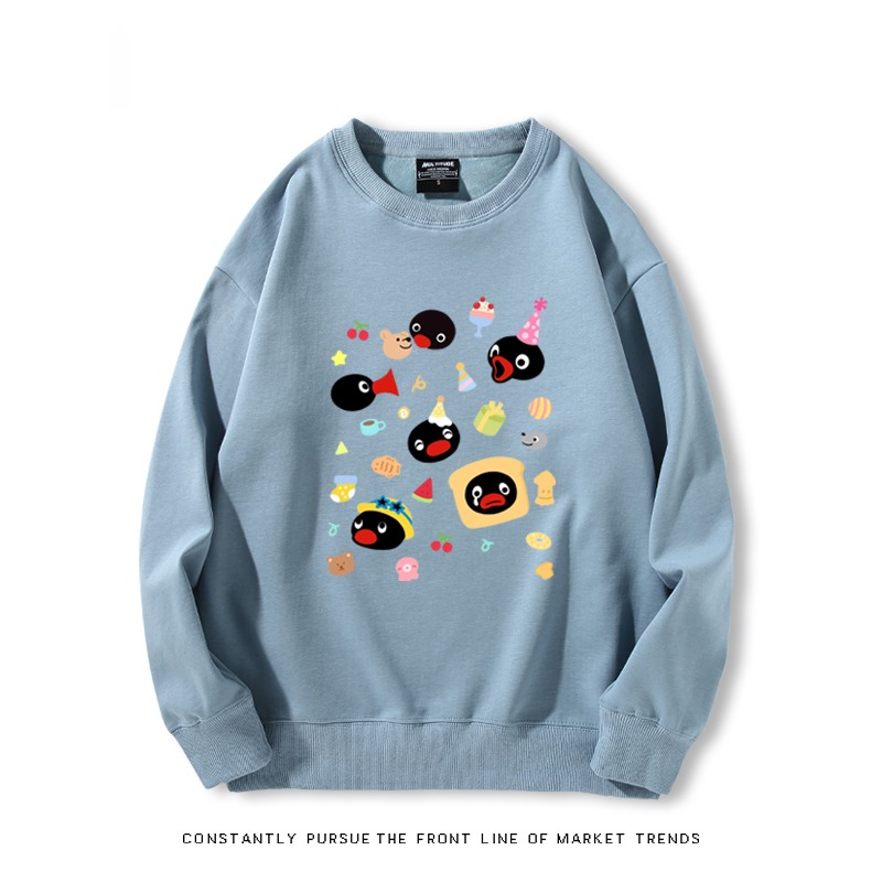 企鵝pingu 秋冬新款 親子情侶裝圓領長袖